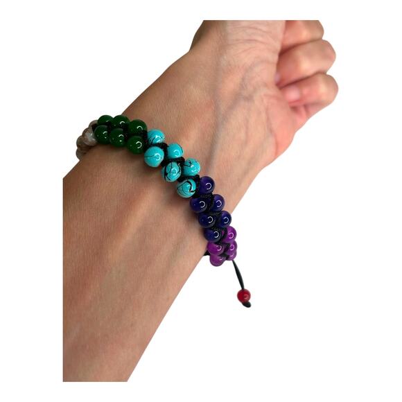 Gemborn "Aurora Energy" Rainbow Assortment Semiprecious Gems Beaded Bracelet - Picture 6 of 10